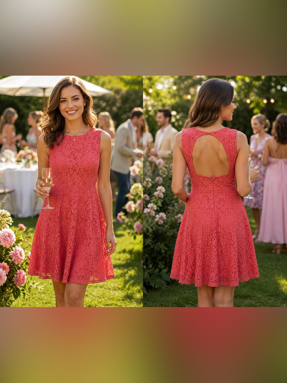Enfocus Studio Coral Lace Mini Dress